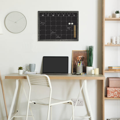 Charcoal Frame Magnetic Calendar Chalk Board - 40.6 x 50.8cm