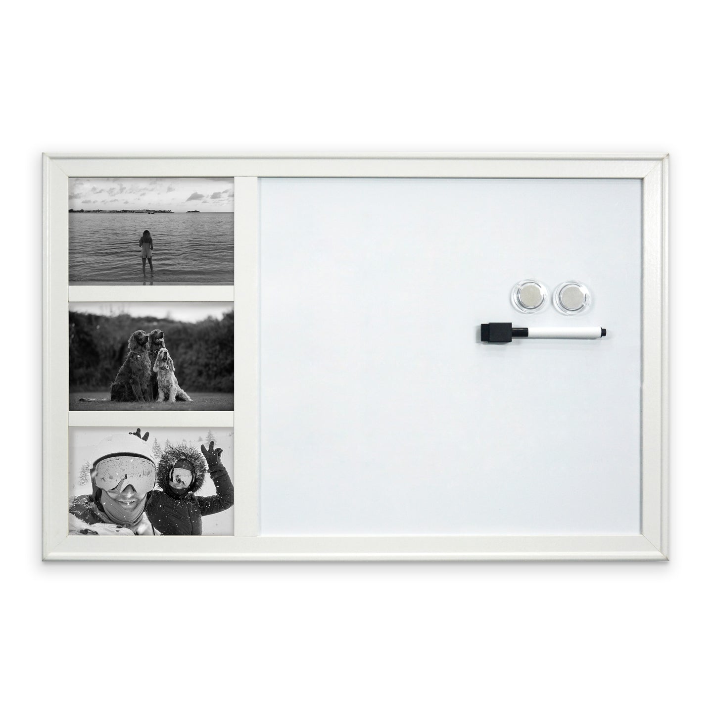 White Photo Frame Magnetic Dry Erase Board - 38 x 58.5cm