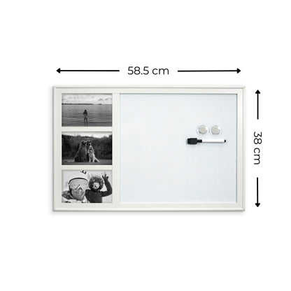 White Photo Frame Magnetic Dry Erase Board - 38 x 58.5cm