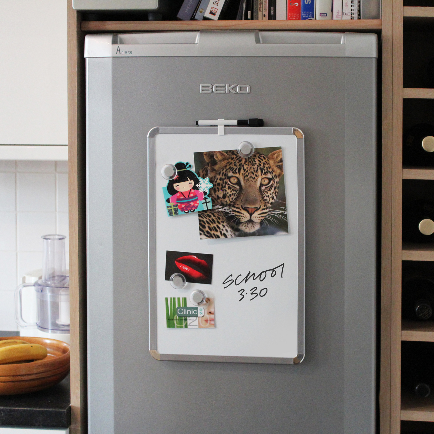 Dry Erase Board with Chrome Corners - 28x43cm