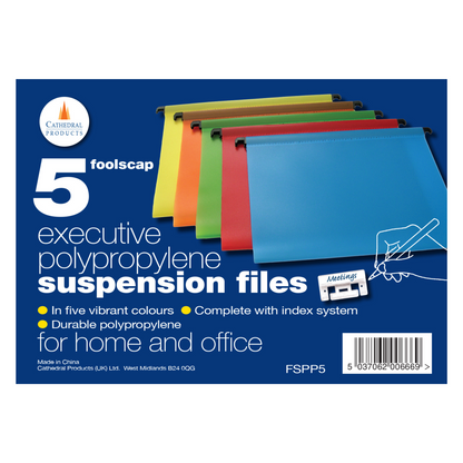 Foolscap Polypropylene Suspension Files - Pack of 5