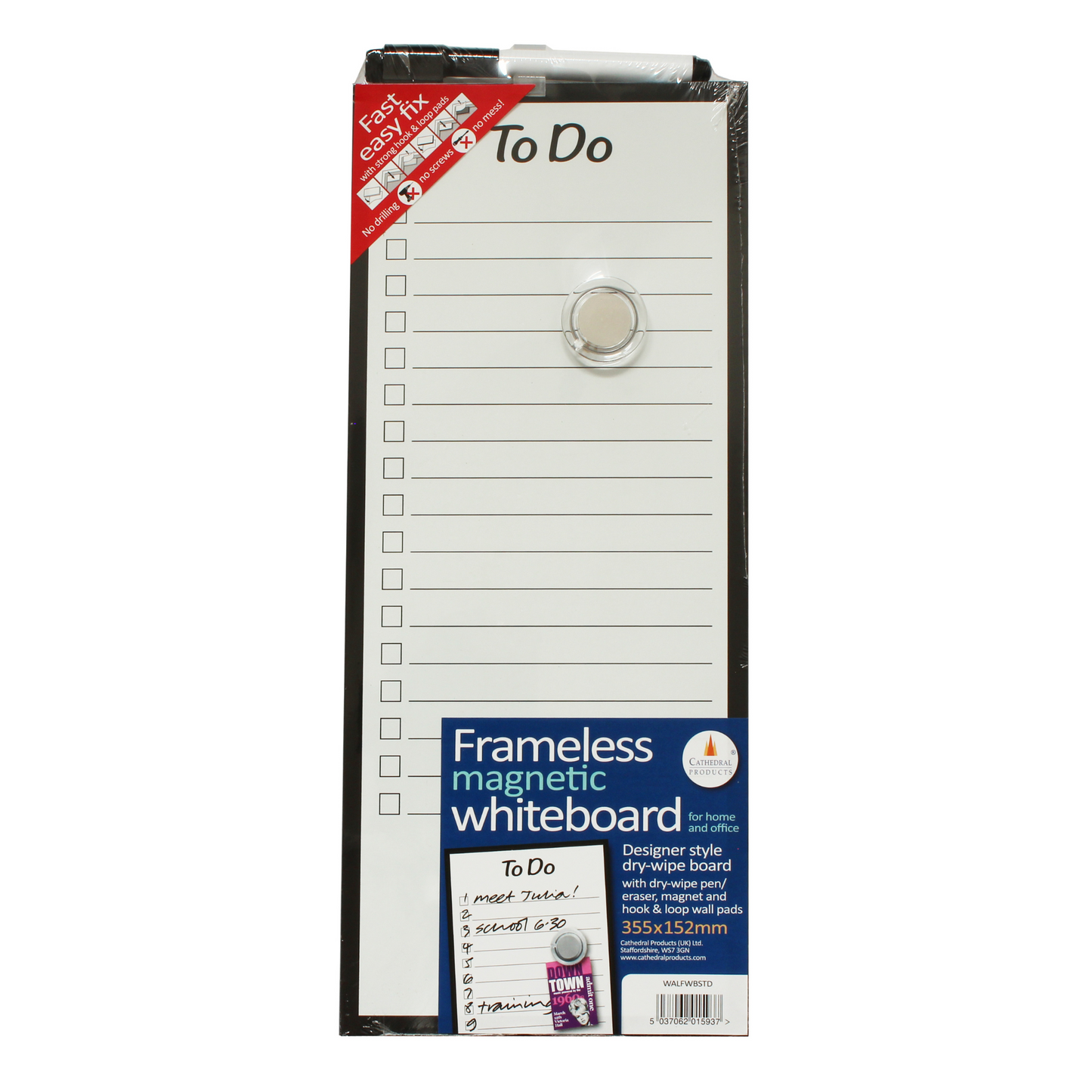 Frameless Dry Erase Board - "To do" - 152x355mm