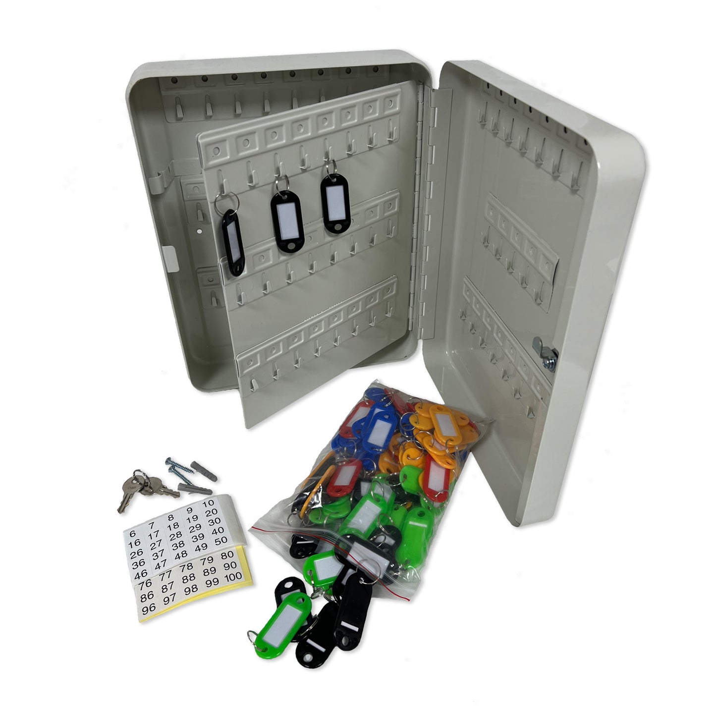Lockable Wall Mounted Key Cabinet - 93 Key Capacity