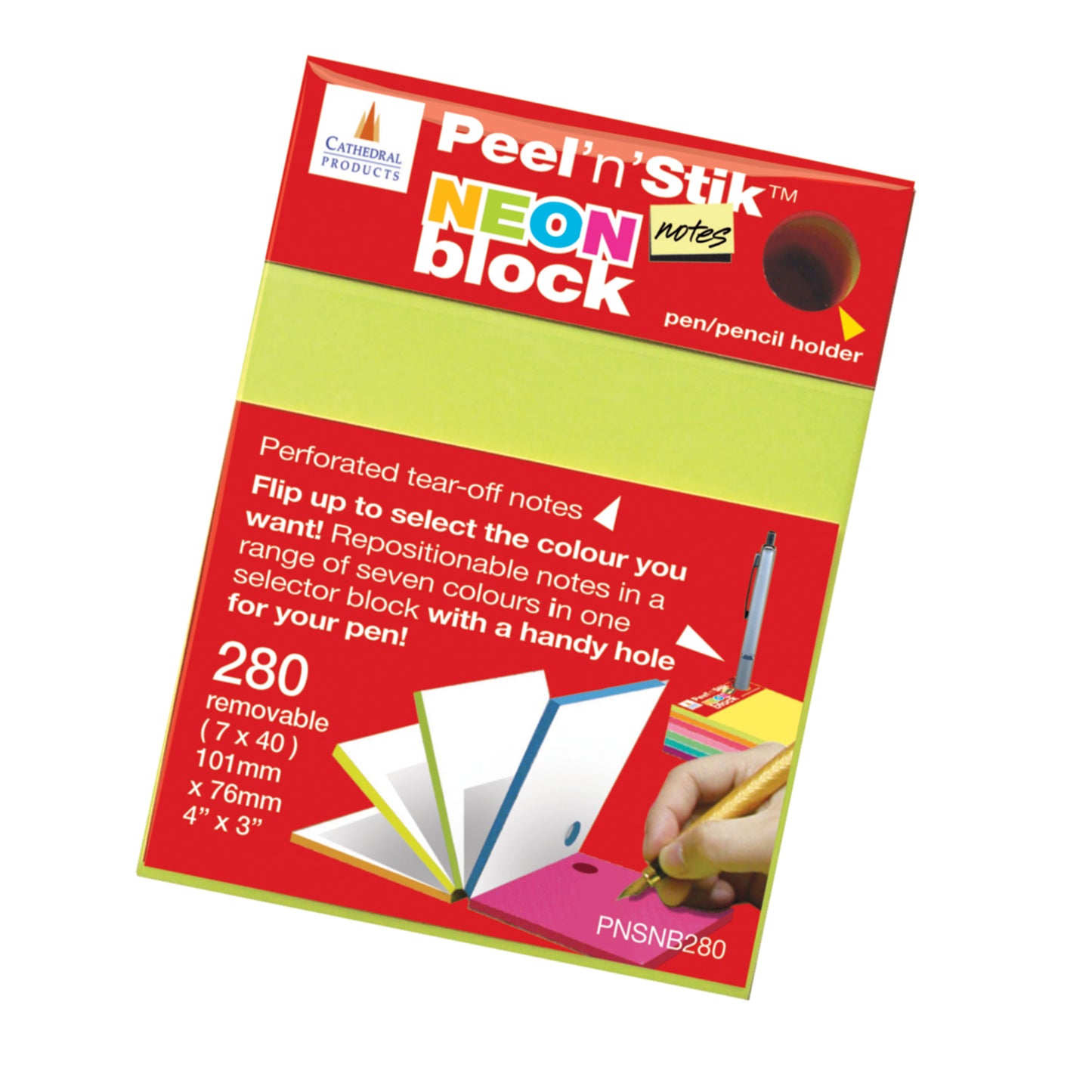Repositionable Neon Magic Cube 101mm x 76mm (7 colours x 40 Sheets)
