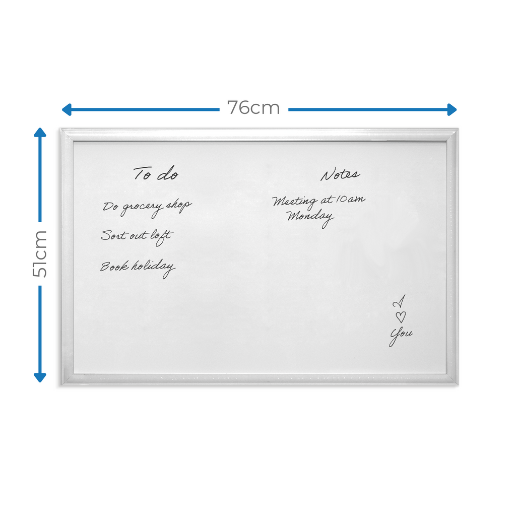 White MDF Frame Magnetic Dry Erase Board - 51 x 76cm