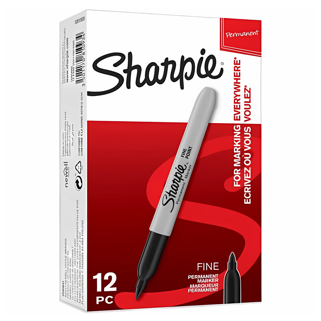 Black Permanent Markers - Fine Tip - Pack of 12