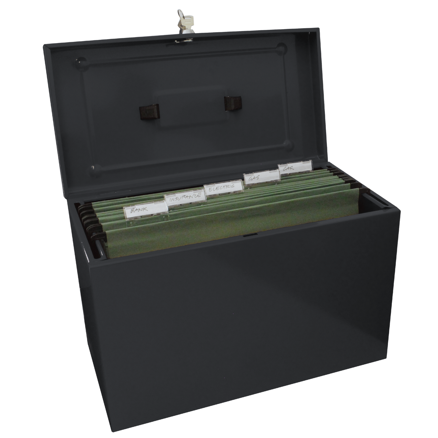 Foolscap Metal Home File Box with 5 Suspension Files