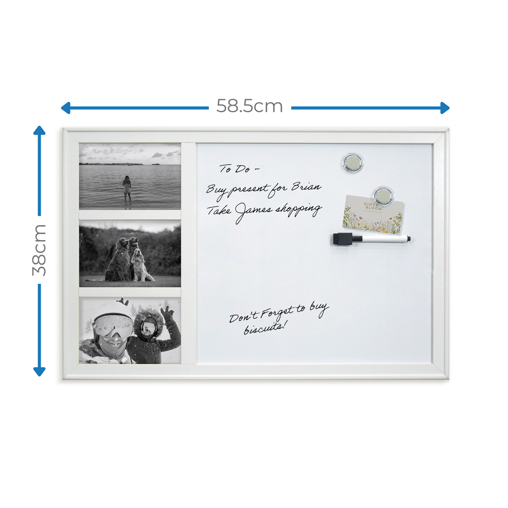 White Photo Frame Magnetic Dry Erase Board - 38 x 58.5cm