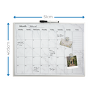 Silver Aluminium Frame Marble Magnetic Calendar Board - 40.5 x 51cm