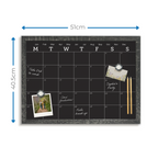 Charcoal Frame Magnetic Calendar Chalk Board - 40.6 x 50.8cm