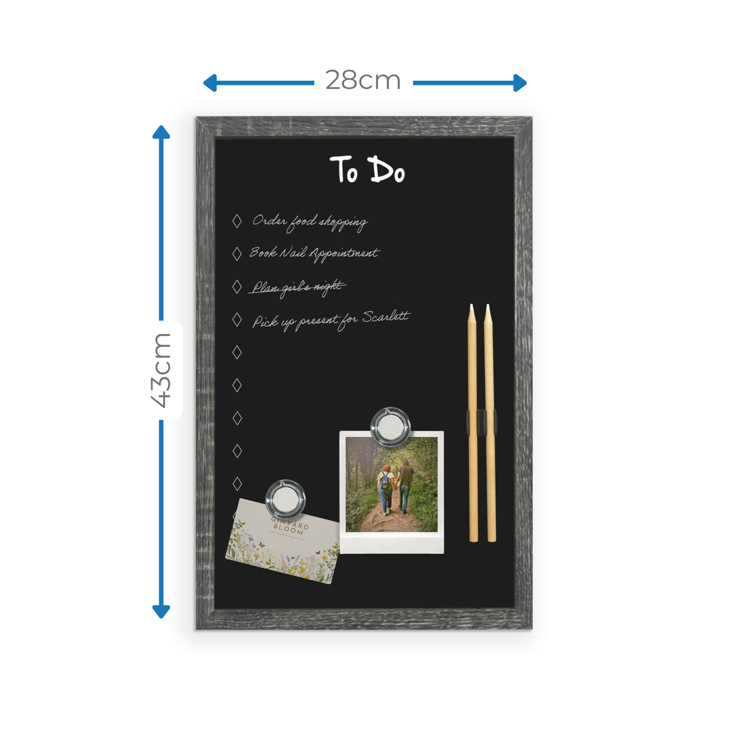 Charcoal Frame Magnetic "To Do" Board - 28 x 43cm