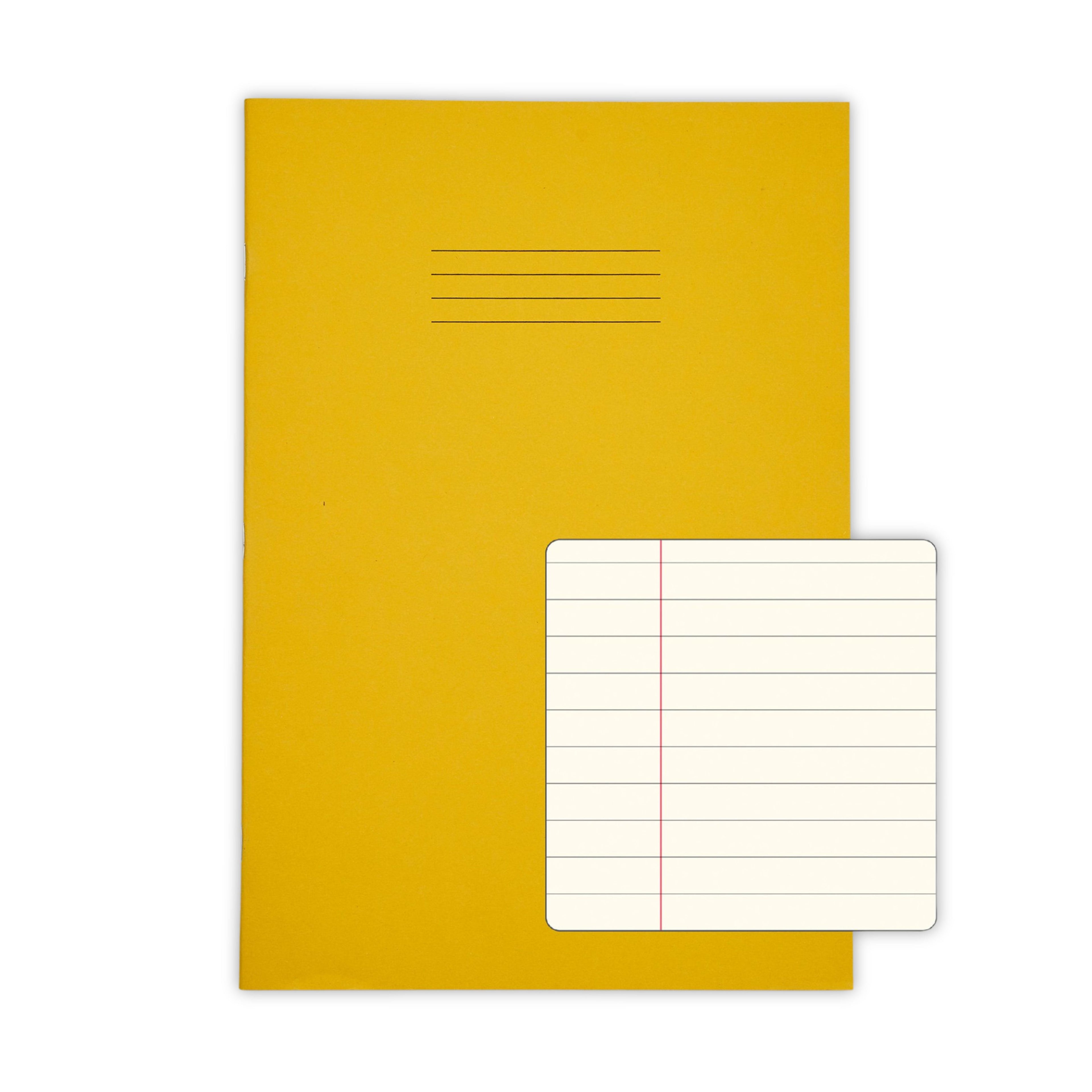 SEN Exercise Book A4 48 Page 8mm Feints & Margin – Yellow Cover with Tinted Cream Paper – Pack of 10