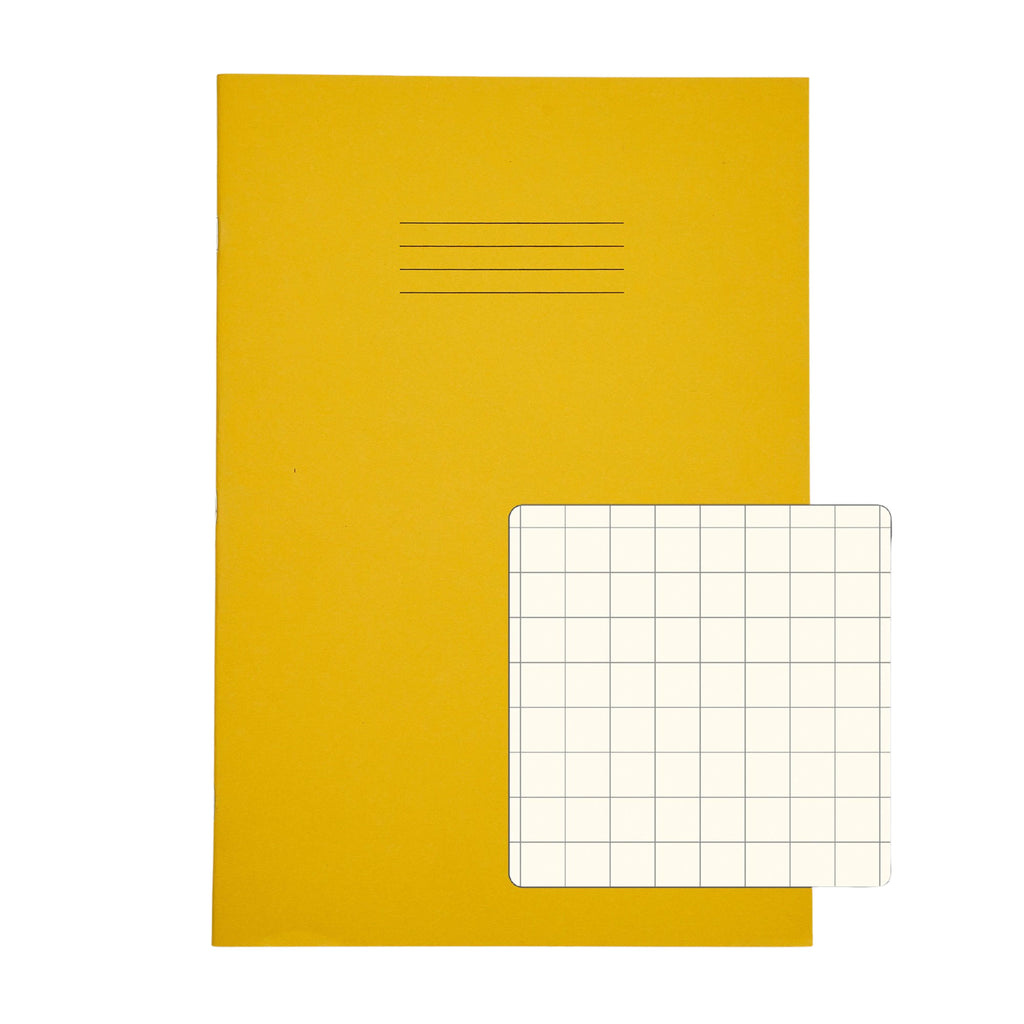 SEN Exercise Book A4 48 Page 10mm Squared – Yellow Cover with Tinted Cream Paper – Pack of 10