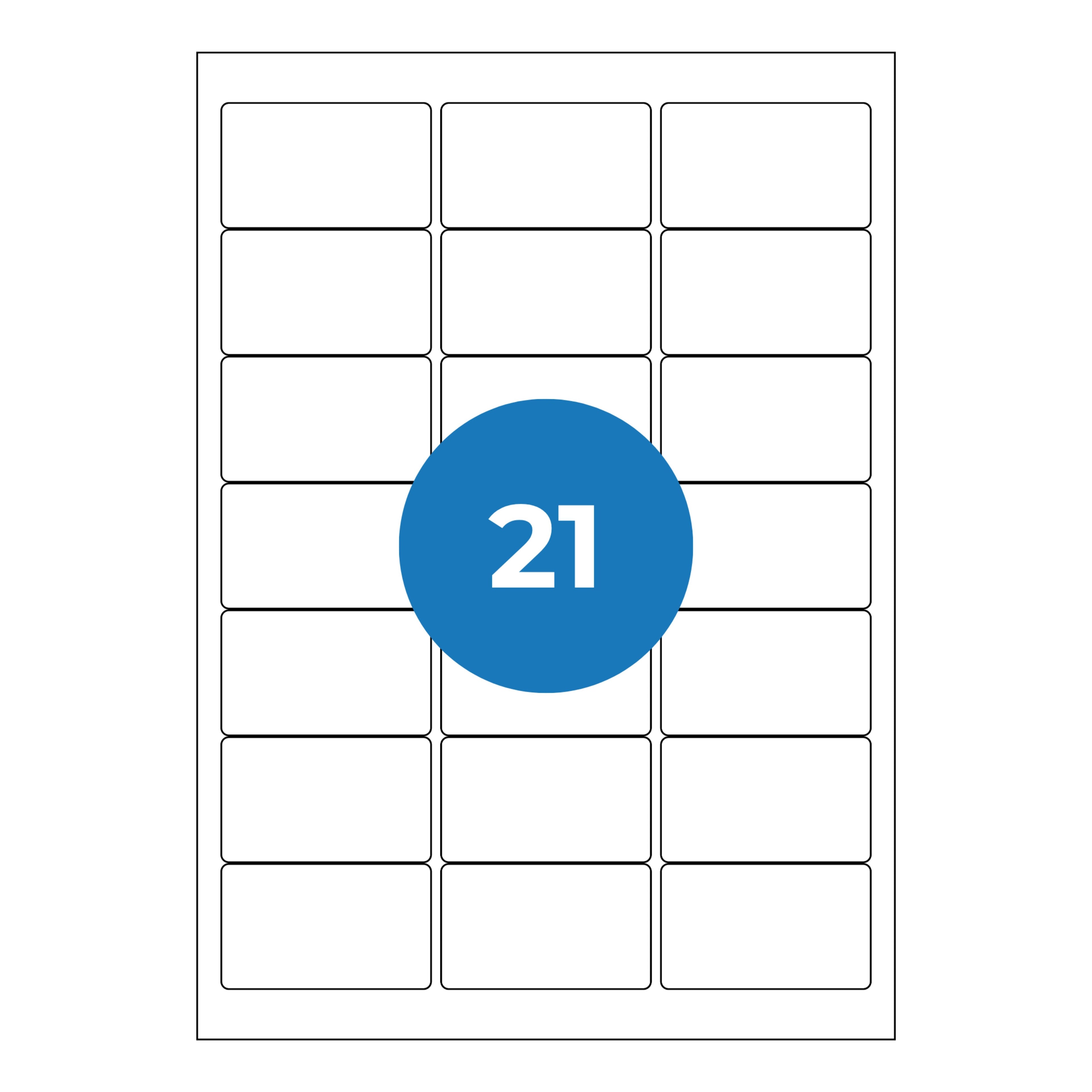 A4 Self Adhesive Labels – 21 Labels per Sheet (63.5 x 38.1mm)