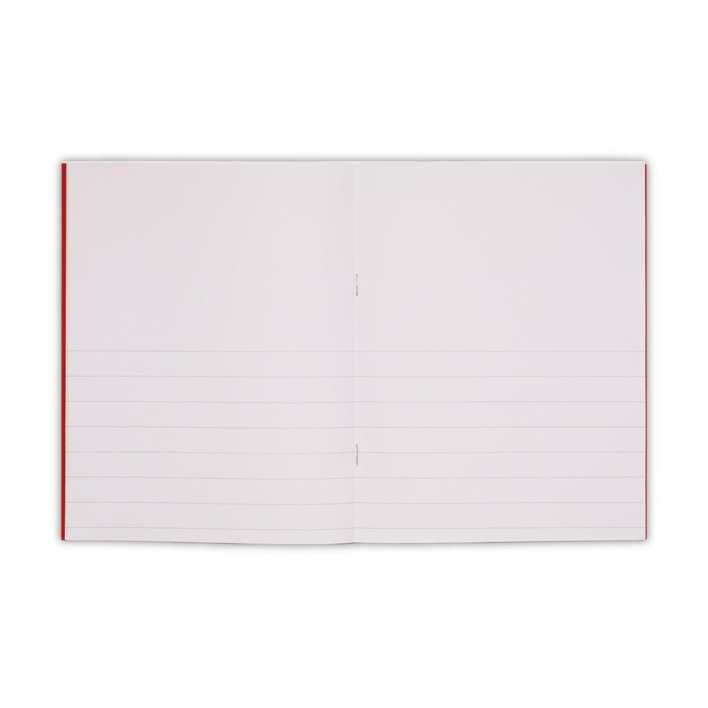 Exercise Book 9x7  - 32 Page Half Plain Half 15mm Lined – Red – 100 Pack