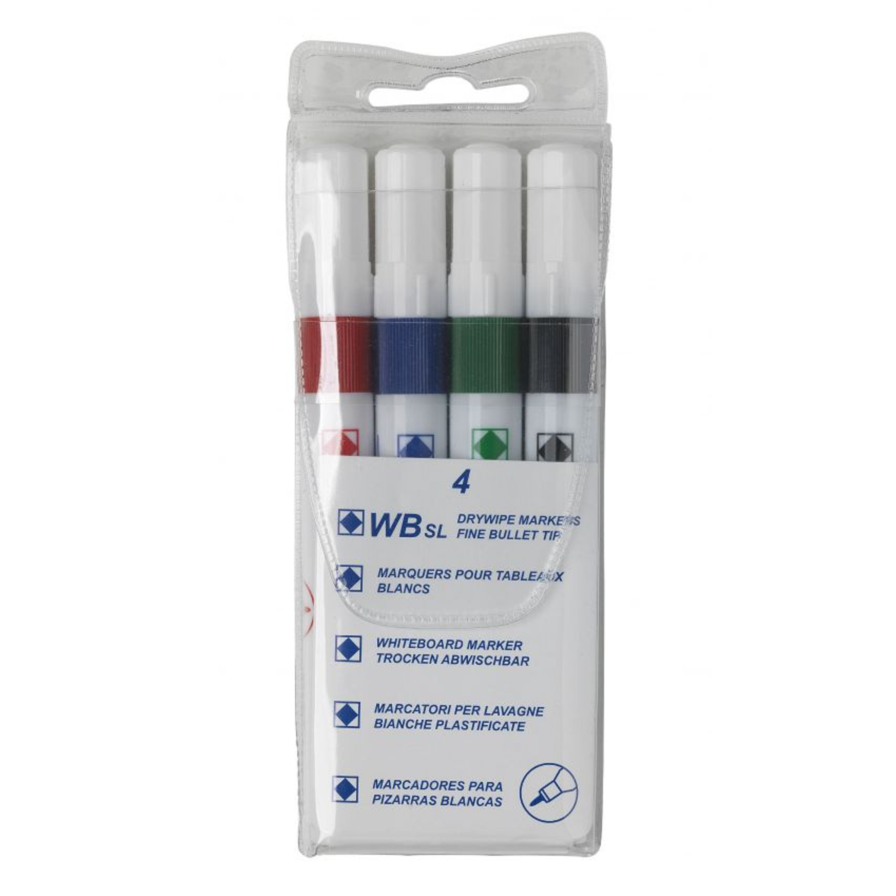 Assorted Dry Wipe Markers - Bullet Tip - Pack of 4