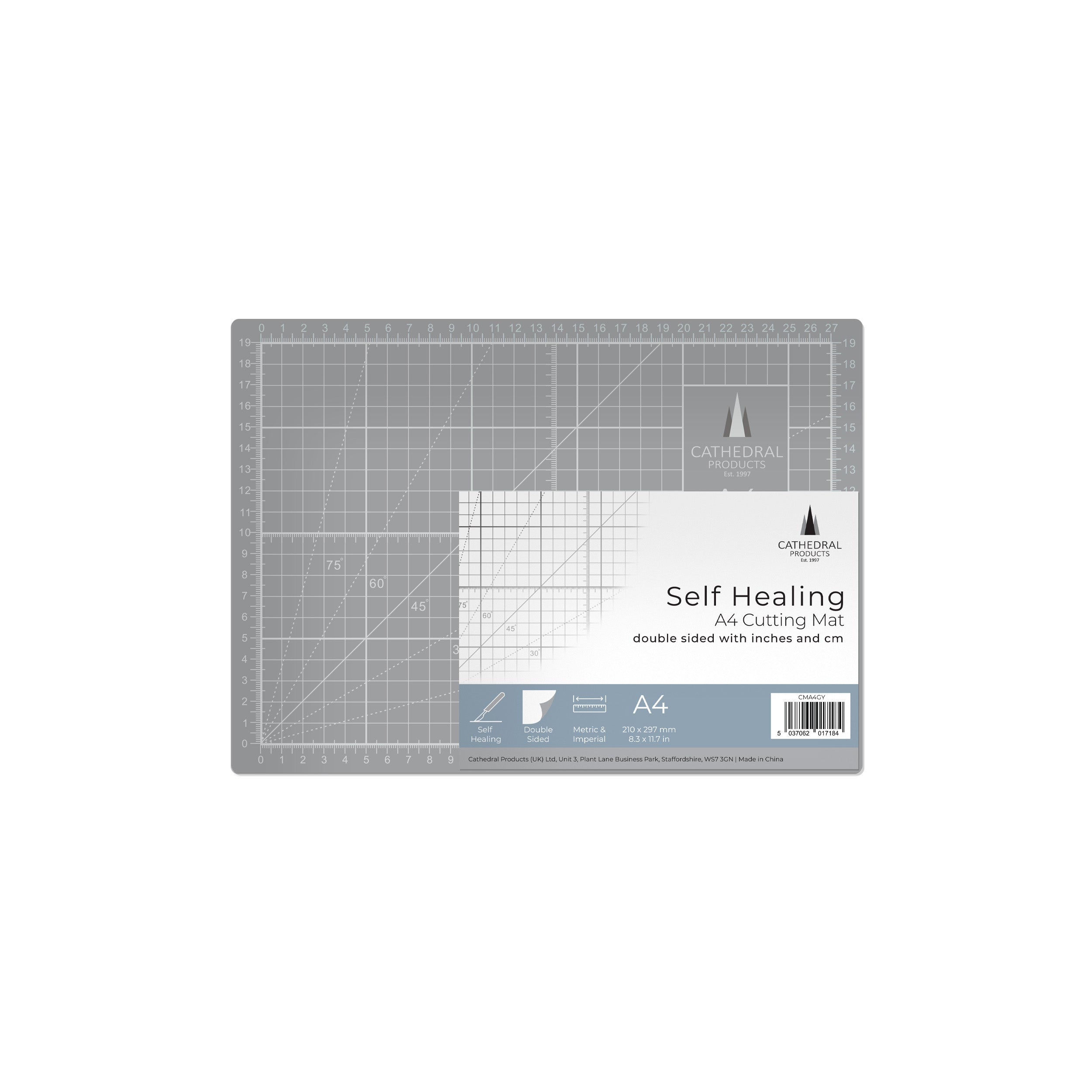 Wonday A4 Self-Healing Cutting Mat - 300x220mm, 3mm Thick, Double-Sided With Grid & Angle Guides