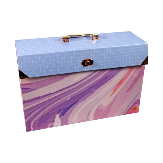 Purple Abstract Design 19 Pocket Expanding Box File