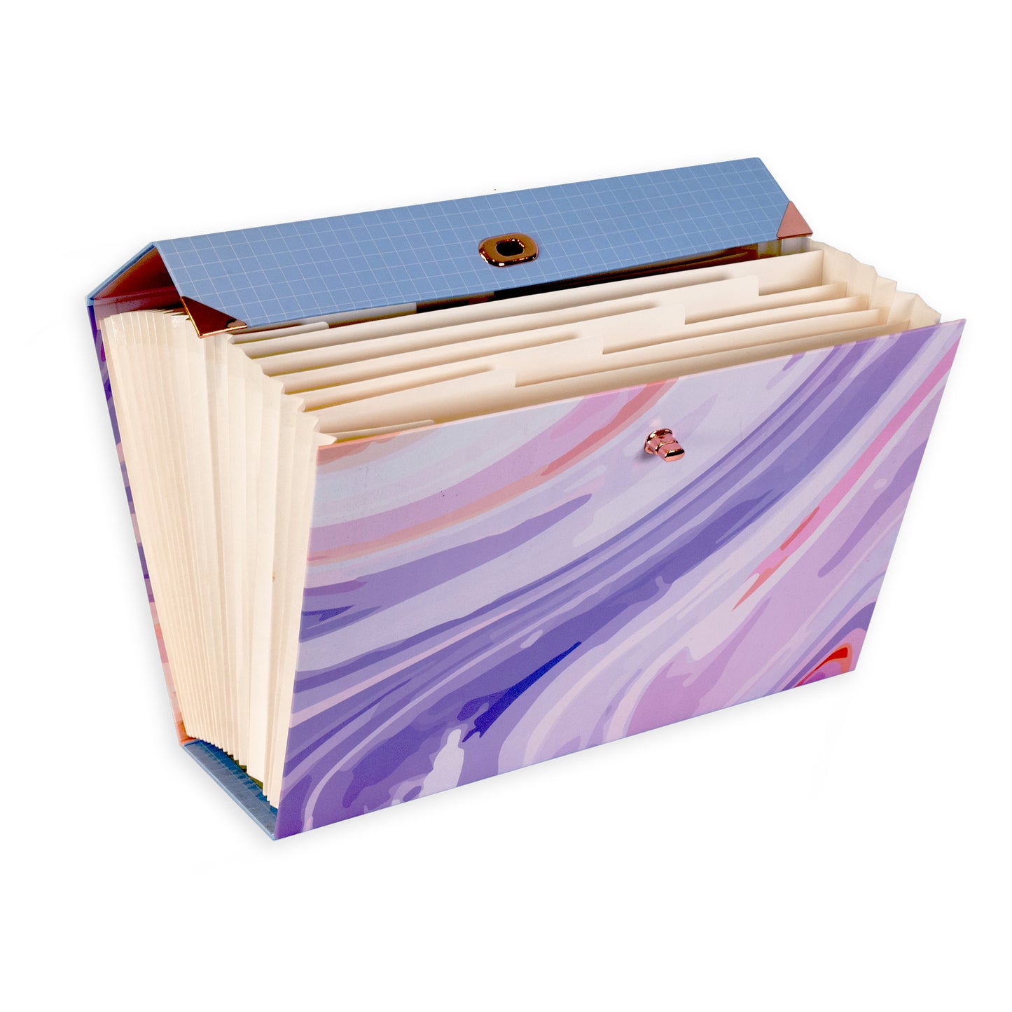 Purple Abstract Design 19 Pocket Expanding Box File