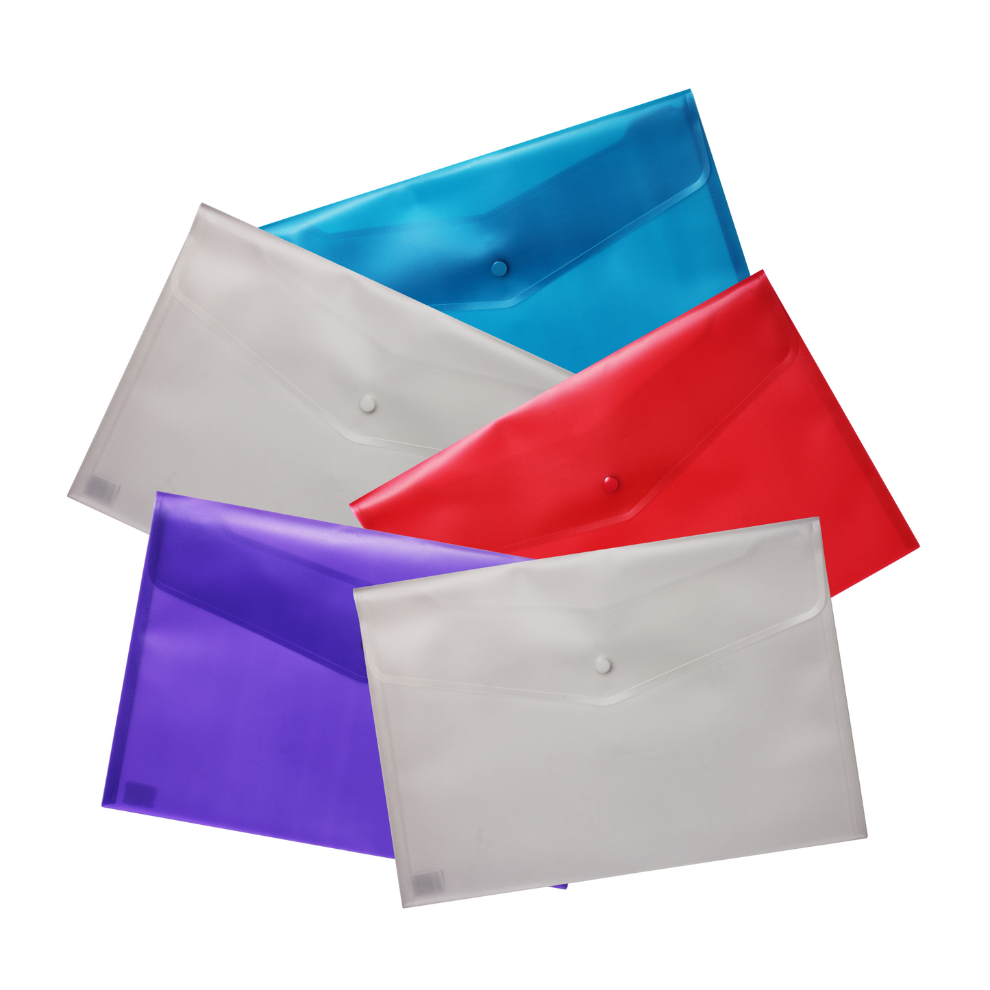 Assorted Colour Plastic Stud Wallets - Pack of 5