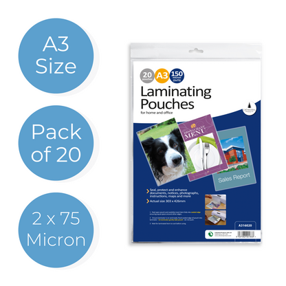 A3 150 Micron Laminating Pouches