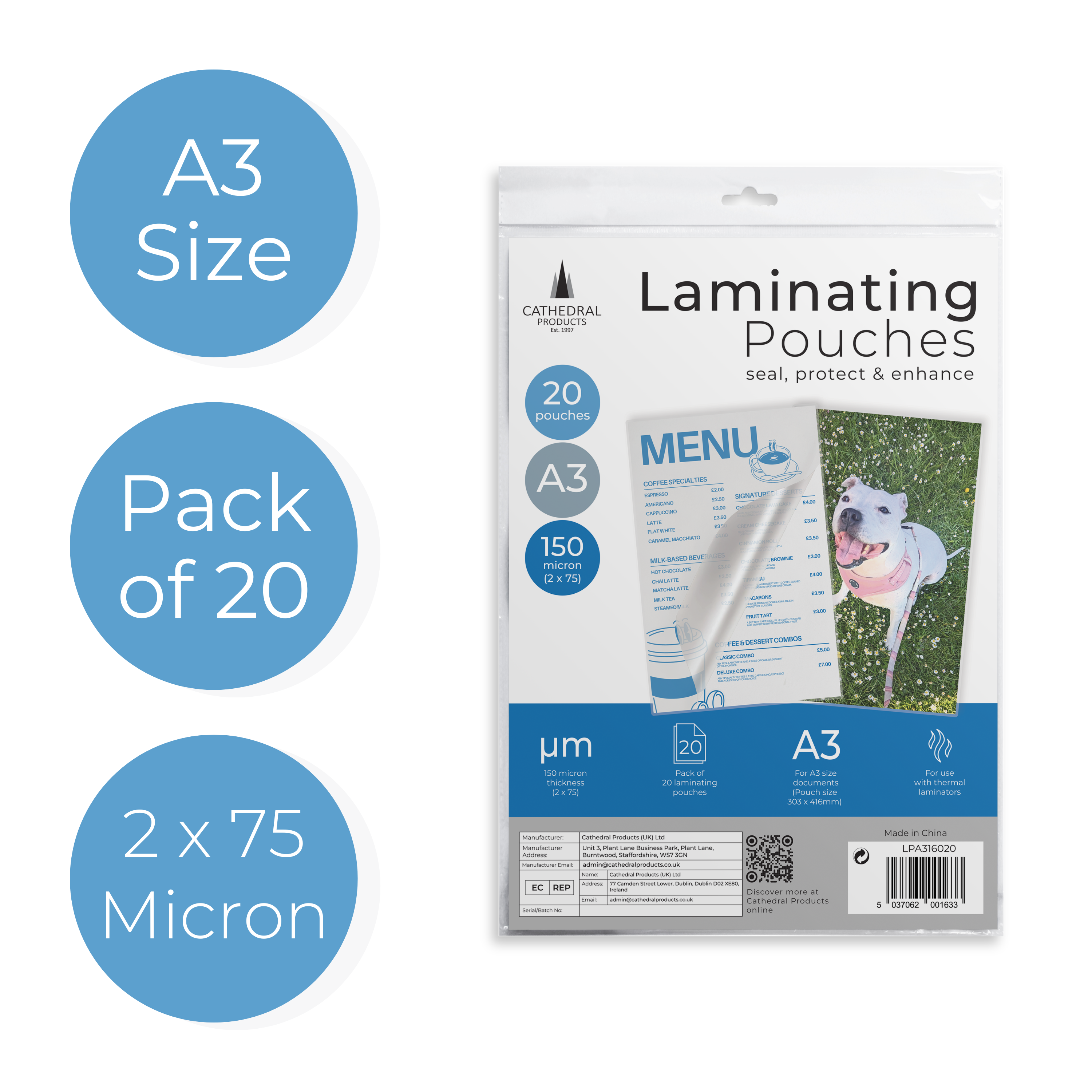 A3 150 Micron Laminating Pouches