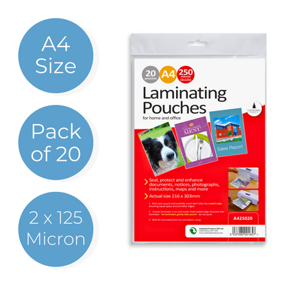 A4 250 Micron Laminating Pouches