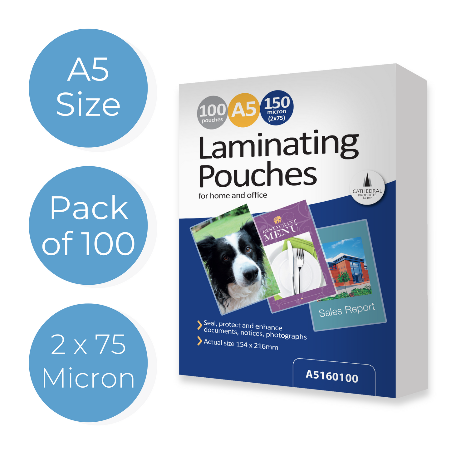 A5 150 Micron Laminating Pouches - Pack of 100