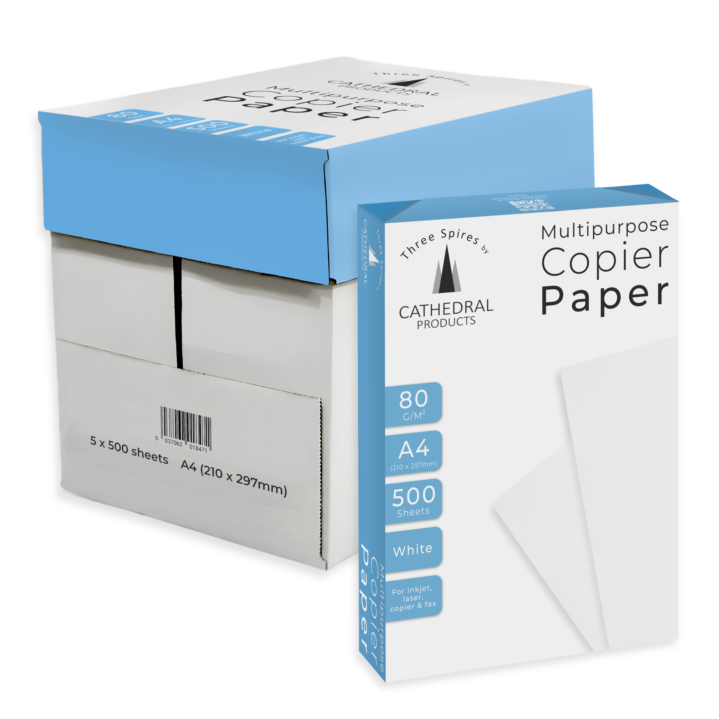 A4 Copier Paper 80gsm White - 5 x 500 Sheet Reams
