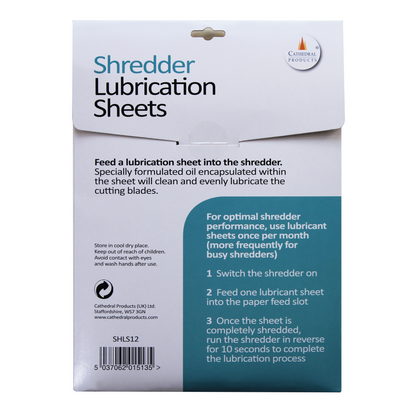 Shredder Lubrication Sheets - Pack of 12