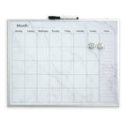 Silver Aluminium Frame Marble Magnetic Calendar Board - 40.5 x 51cm