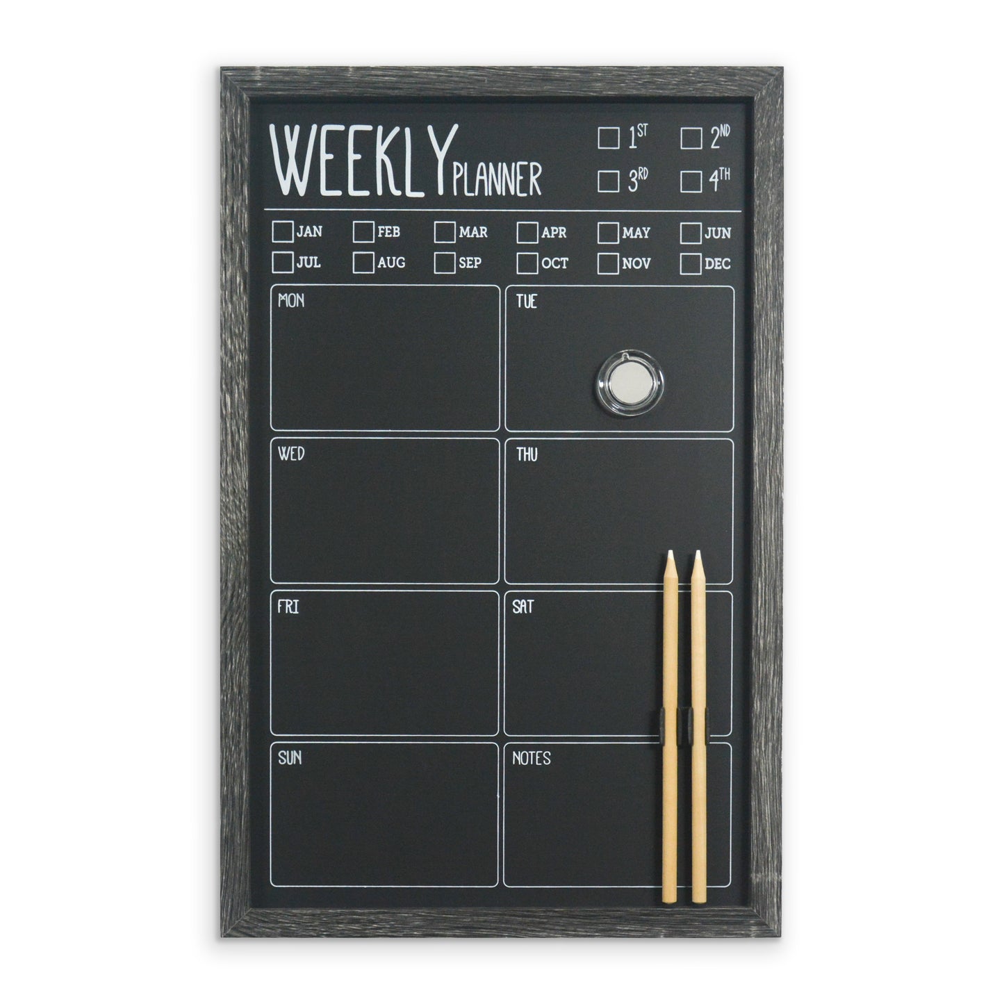 Charcoal Frame Magnetic Weekly Planner Chalk Board - 28 x 43cm