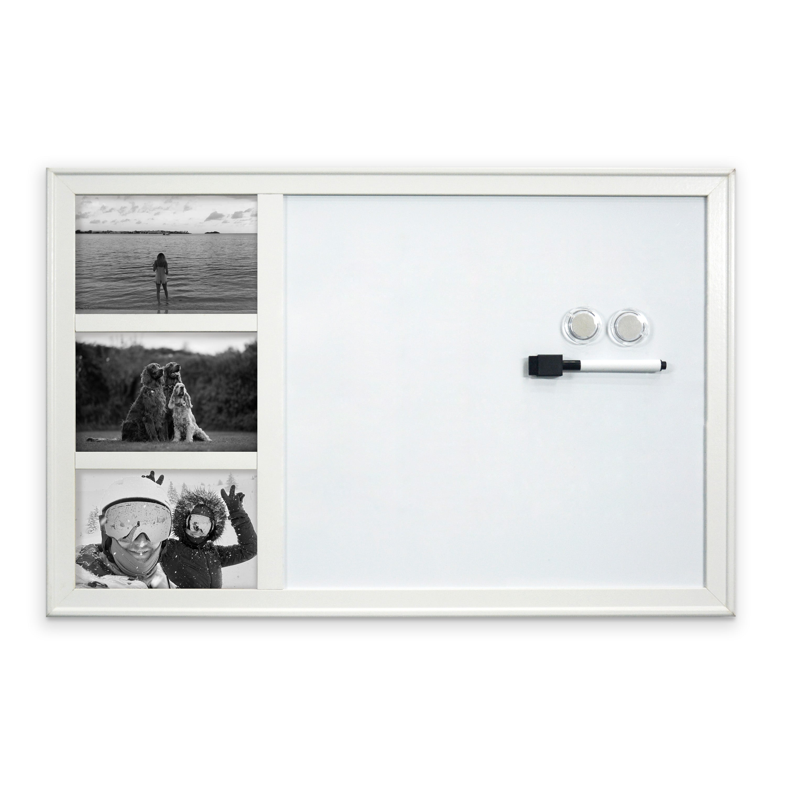 White Photo Frame Magnetic Dry Erase Board - 38 x 58.5cm