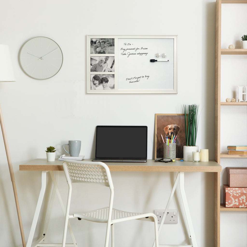 White Photo Frame Magnetic Dry Erase Board - 38 x 58.5cm