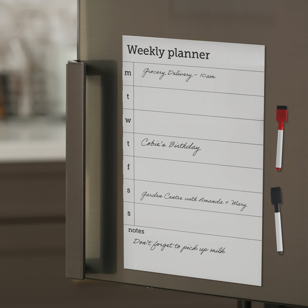 Dry Erase Weekly Planner Magnet - Includes 2 Dry Erase Markers