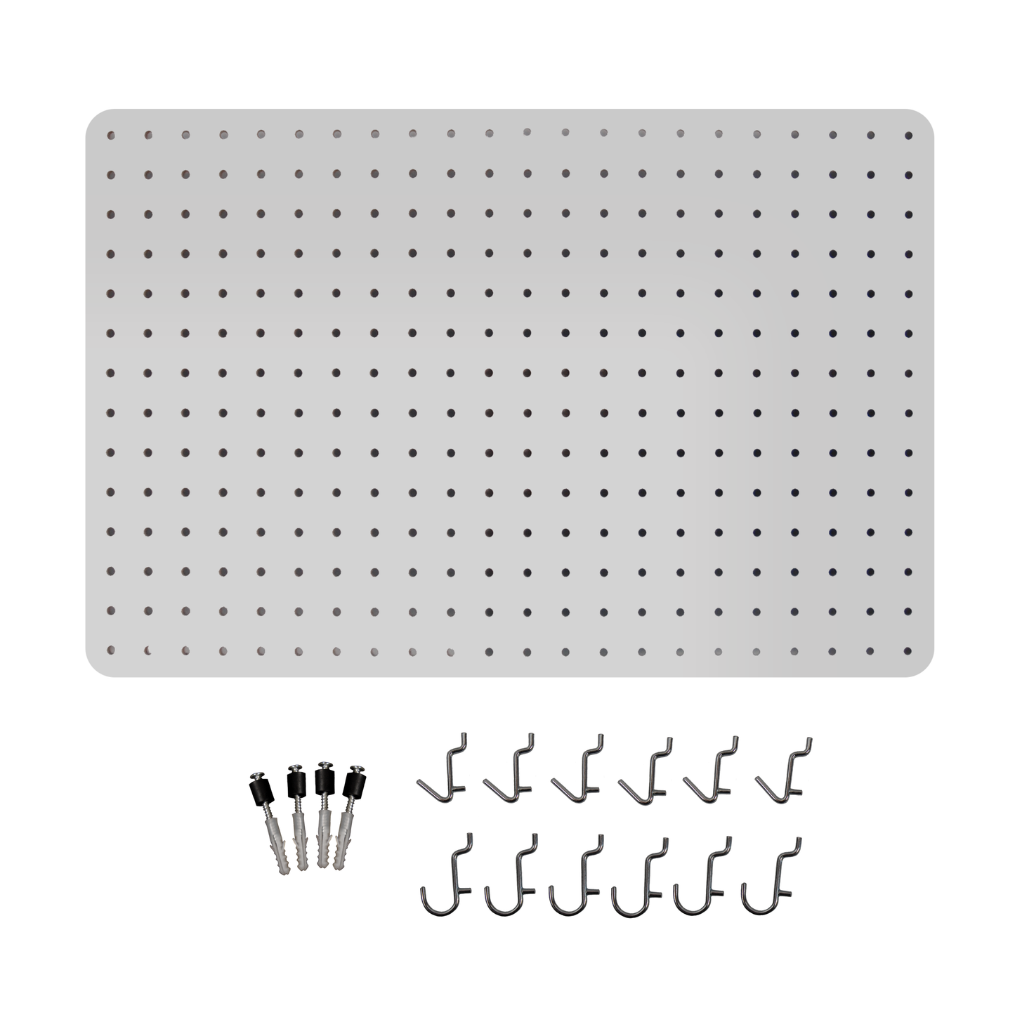 Peg Board with 12 Hooks - White - 56x36cm