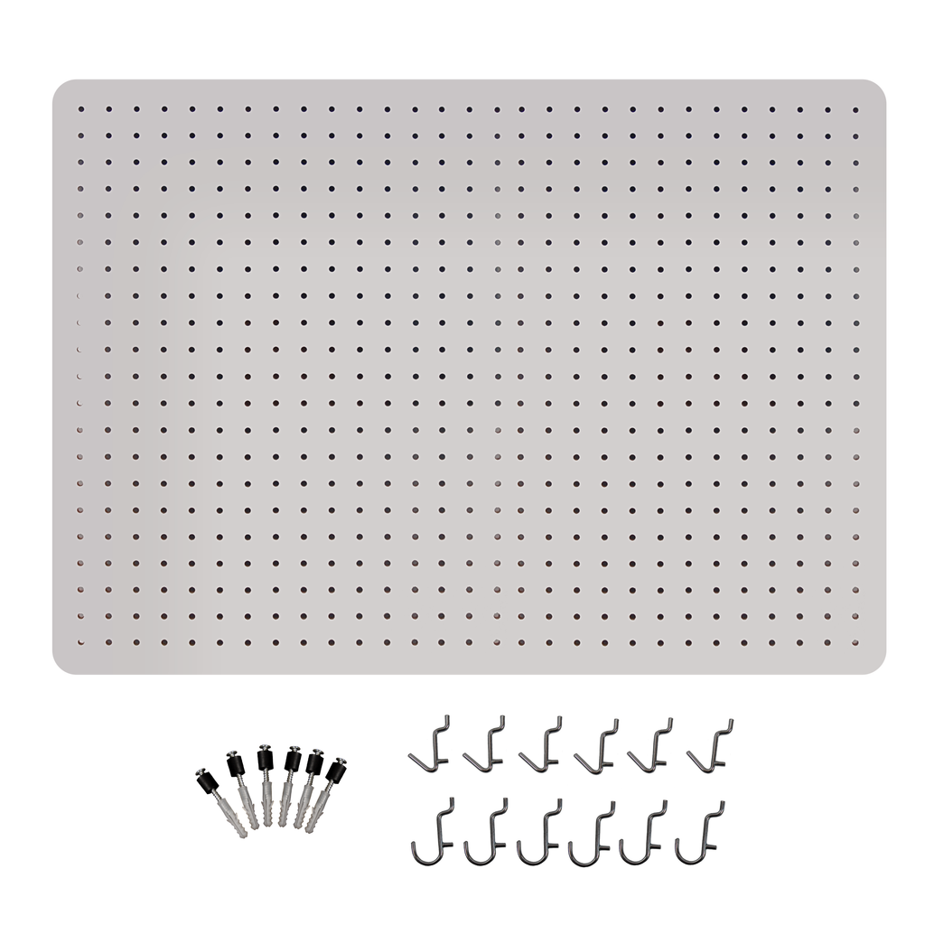 Peg Board with 12 Hooks - White - 76x56cm