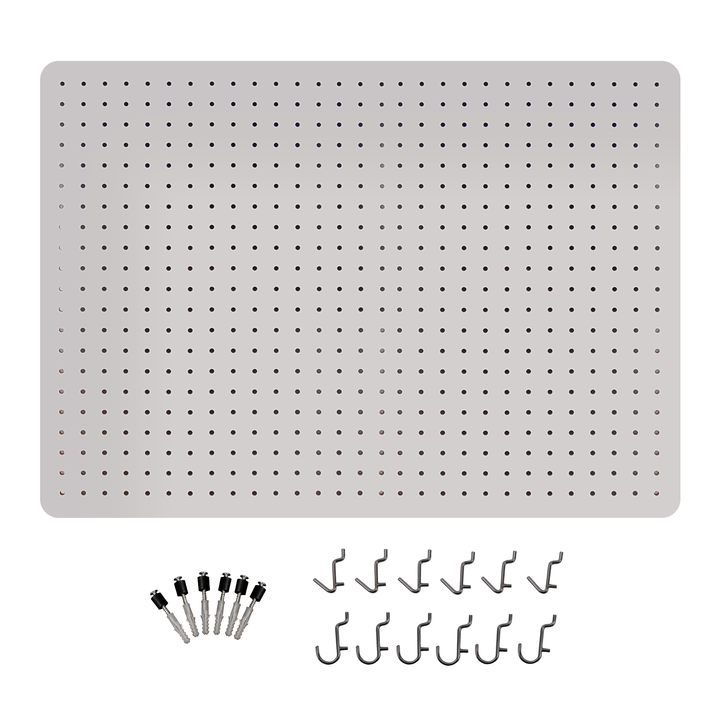 Peg Board with 12 Hooks - White - 76x56cm