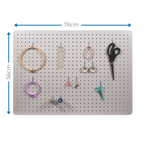 Peg Board with 12 Hooks - White - 76x56cm