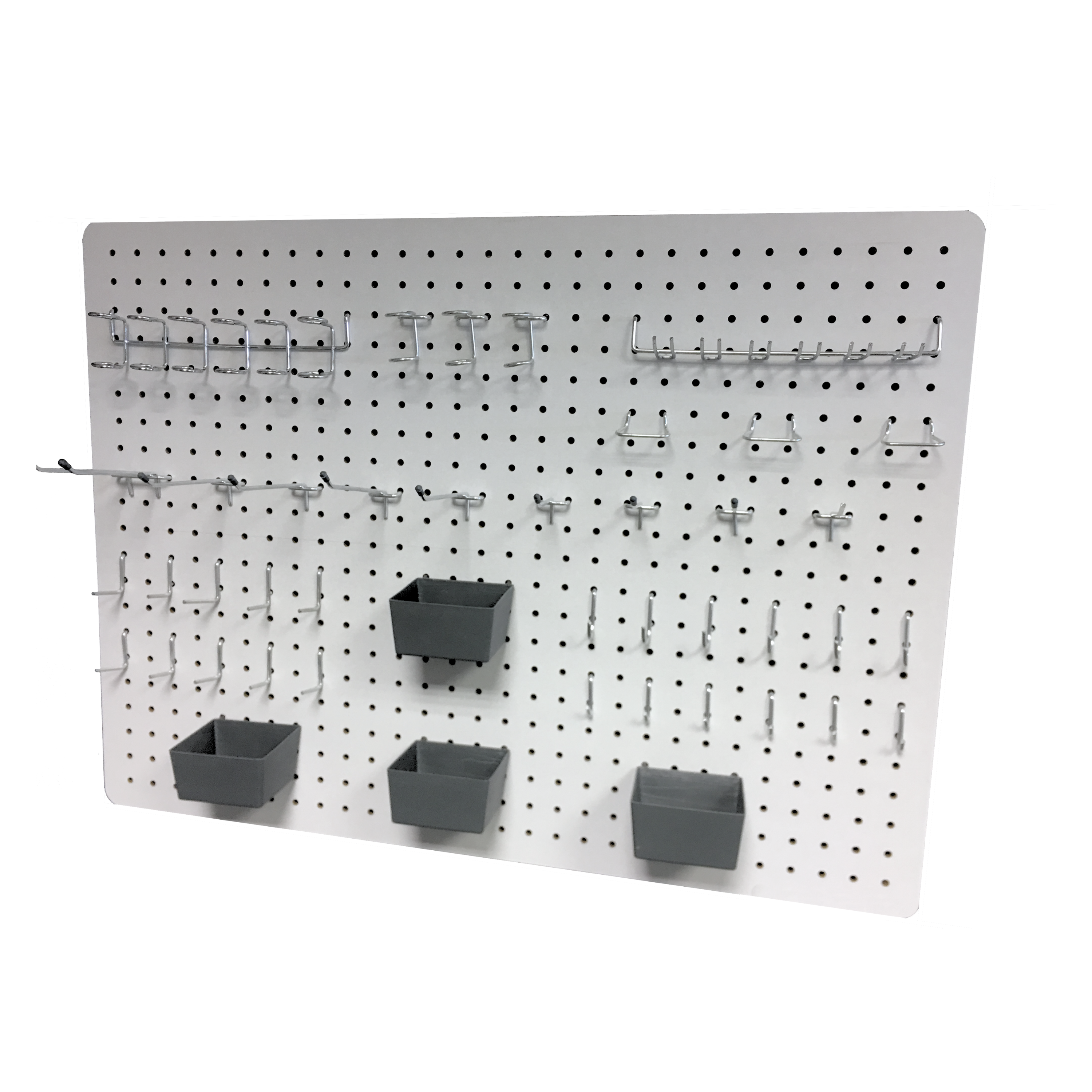 Panneau Perforé Blanc Pour Rangement Mural 36 X 56 Cm - Kit Avec 12 Crochets, Facile à Installer, Style Moderne