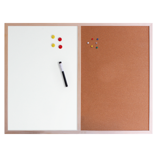 Dry Erase & Cork Combination Noticeboard - 60x80cm