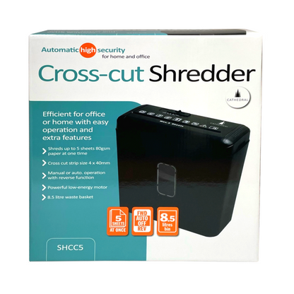 Cross Cut 5 Sheet Shredder with 8.5 Litre Basket
