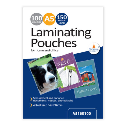 A5 150 Micron Laminating Pouches - Pack of 100