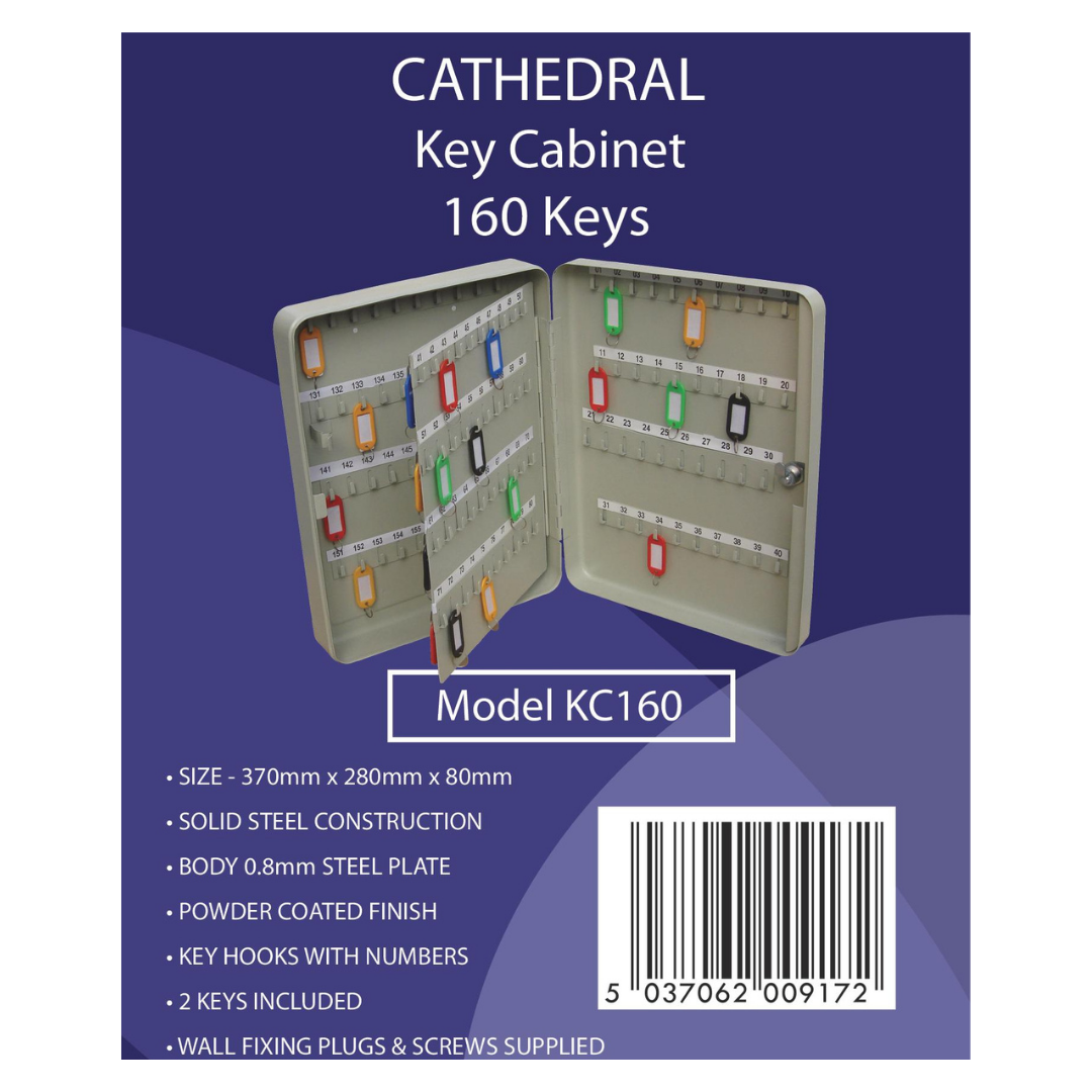 Lockable Wall Mounted Key Cabinet - 160 Key Capacity