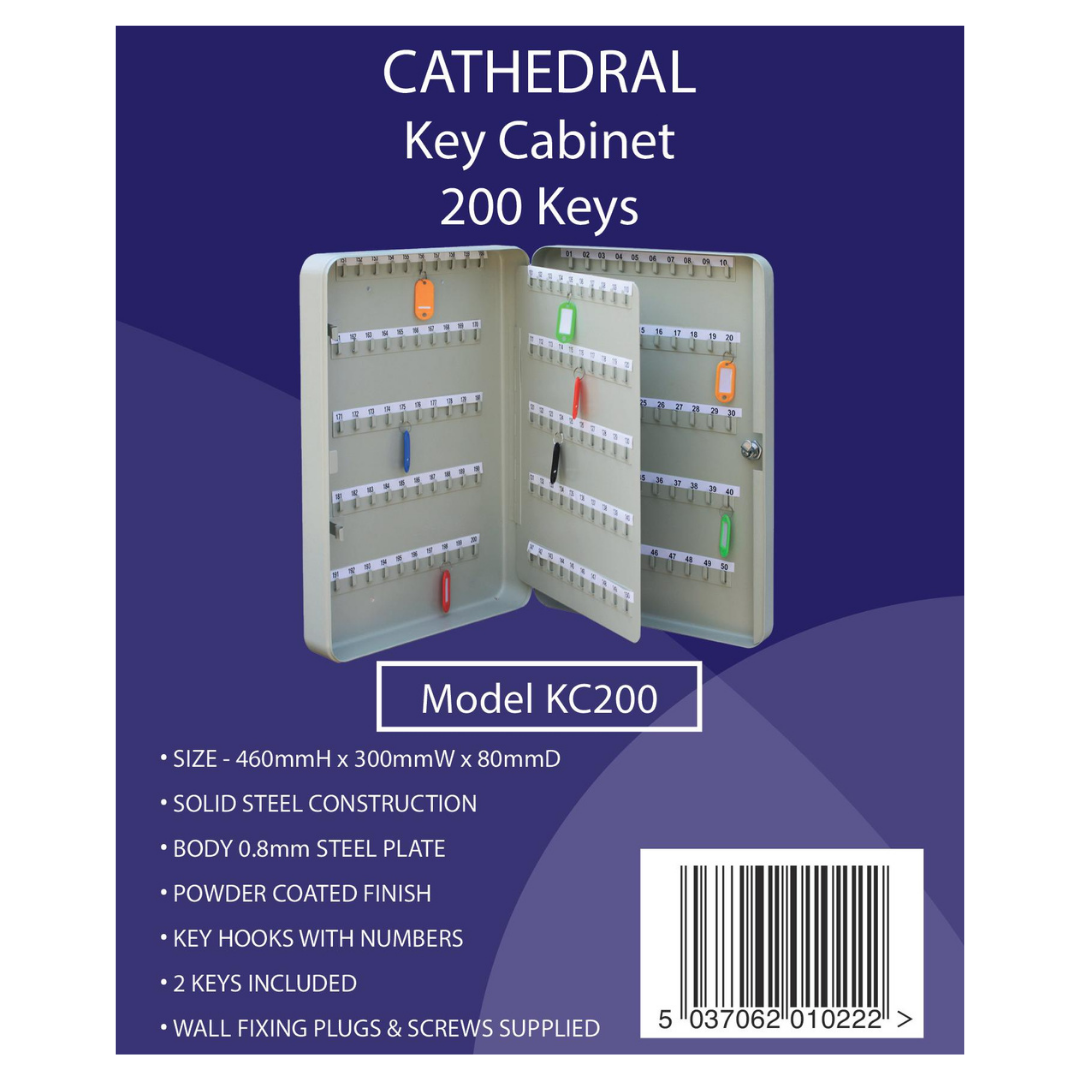 Lockable Wall Mounted Key Cabinet - 200 Key Capacity