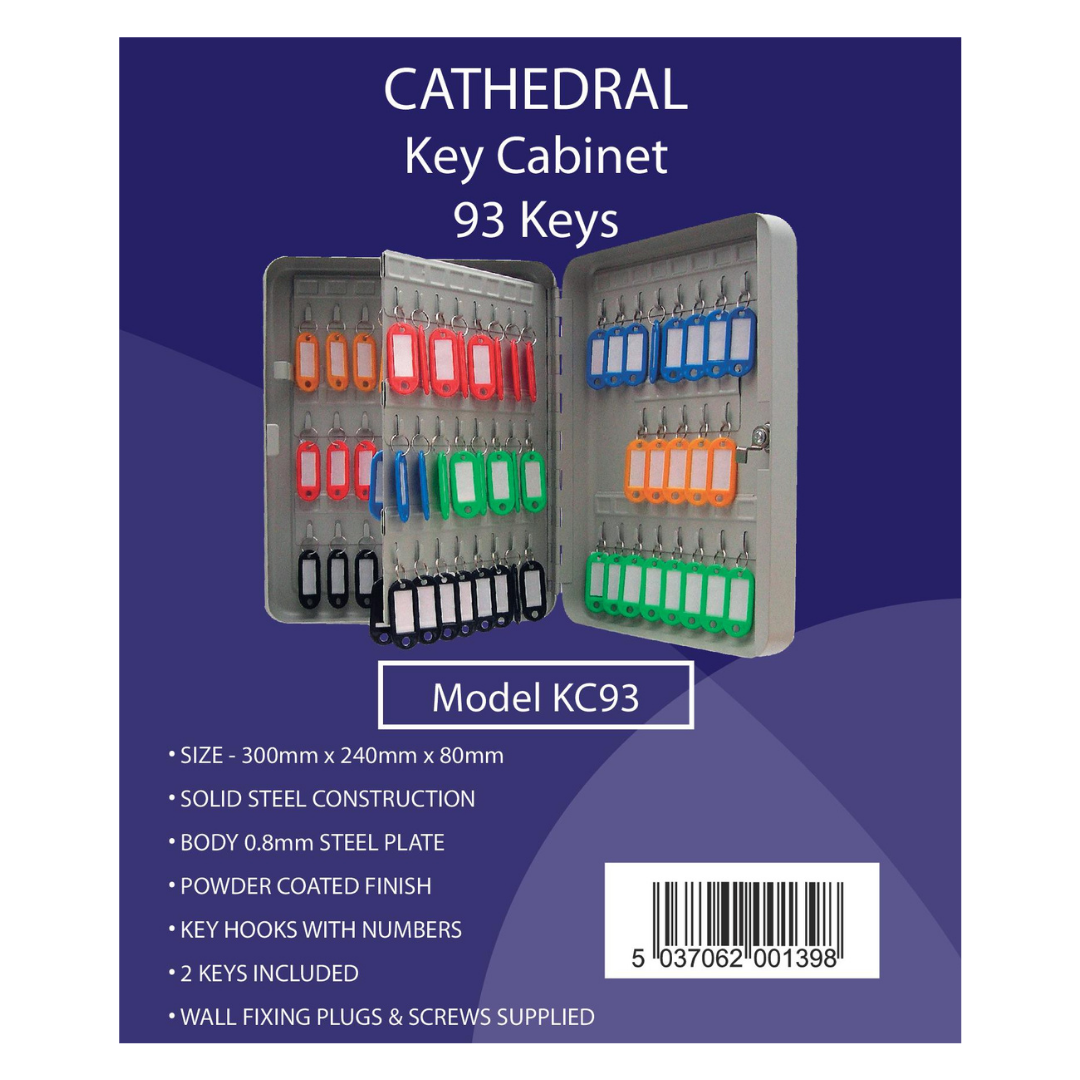 Lockable Wall Mounted Key Cabinet - 93 Key Capacity